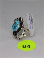 STERLING SILVER & TURQUOISE RING - WITH MAKERS MAR