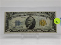 1934-A GOLD SEAL $10. SILVER CERTIFICATE