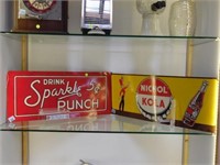 2 PC METAL ADVERTISING SIGNS - SPARKLE PUNCH & NIC