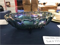 FOUR FOOTED CARNIVAL GLASS BOWL