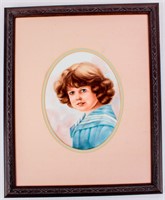 Art Vintage Porcelain Mini Painting Girl Portrait