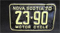 Nova Scotia 1970 motorcycle license plate