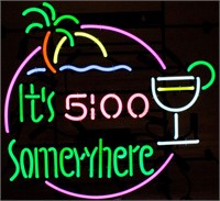 Neon Lighted Sign "It's 5:00 Somewhere"