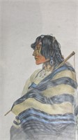 Exceptional Native portrait watercolour