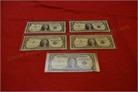 (5) $1 Silver Certificate Notes - 1935 & 1957