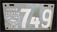 Nova Scotia 1918 license plate