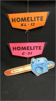 Homelight chainsaws hanging cardboard sign