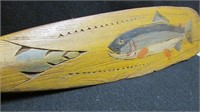 Folk chip carved & painted canoe paddle