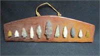US mounted arrowhead & artifact display