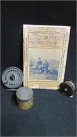 Lot 1907 Rod & gun mag, 2 reels & tin