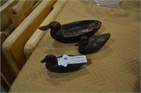3 hand carved ducks