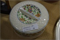 Petit point covered dish