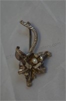 Handcrafted 900 Silver & Pearl Rose Brooch