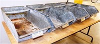 Four Vintage Sioux Galvanized Steel Scoop Bins