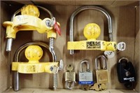 Lot of Locks with Keys & (3) Trailer Hitch Locks