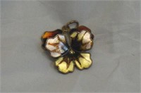 David Andersen Sterling Enamel Pansy Pendant Charm