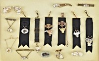 Mother Of Pearl Antique Watch Fob & Pin Collection
