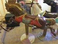 BROWN AND RED CAROUSEL HORSE BTR 51" x 70" CAST AM