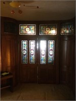 5 PIECE LOT INCLUDING DOORS WITH STAINED GLASS-BTR