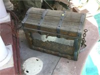 WOOD AND GLASS TREASURE CHEST (BTR)