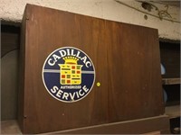 CABINET WITH CADILLAC PORCELAIN SIGN (BTR)
