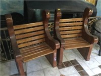 2 PC WOOD, HAND CARVED CHURCH PEWS (BTR)