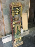 WOOD CARVED EAST INDIAN  MAN STANDING WITH A