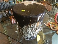 HAND-MADE DRUM WITH COWHIDE. 9" DIAMETER 1' TALL