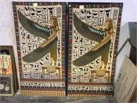 PAIR OF EGYPTIAN FABRIC WALL DECOR 26" X 51"