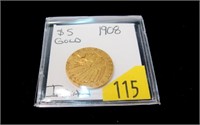 1908 $5 Gold Indian Half Eagle