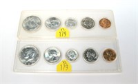 2- 1964 silver year sets, uncirculated, 90%