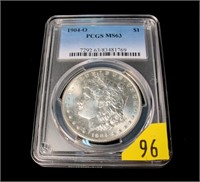 1904-O Morgan dollar, PCGS slab certified MS-63