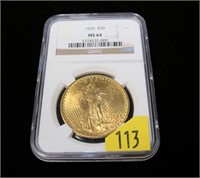 1925 $20 Gold St. Gaudens Double Eagle, NGC slab