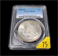 1884-O Morgan dollar, PCGS slab certified MS-65