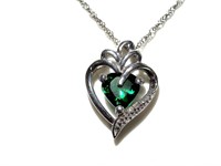 39W- sterling simulated emerald pendant $120