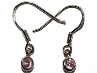 49W- sterling pink cubic zirc earrings $60