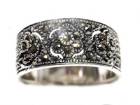 21W- sterling silver Marcasite ring -$150