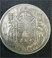 1943 Canada Silver Half Dollar Coin