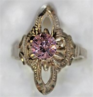 16W- sterling silver pink cubic zirconia ring -$50