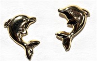 6W- 14k yellow gold dolphin earrings -$200