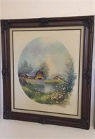 Framed art: stream side barn