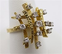 Ladies Bar & Diamond Ring Marked 14k