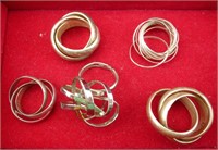 5pc Silvertone Interlocking Ring Rings