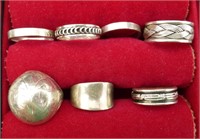 7pc Silvertone Rings: Some Marked 925