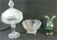 Cut Glass candy dish and extras