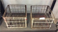 (2) Antique Metal Milk Crate