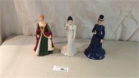 (3) Signed Lady Figurines