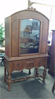 Antique 1930's  Clean  Walnut China Cabinet