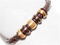 3W- men's stainless leather bracelet -$150