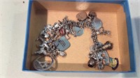 Signed Sterling Silver 21 Charm Bracelet